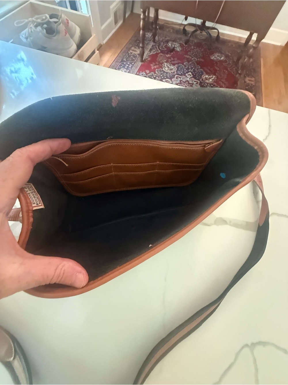 Dooney & Bourke Black with Brown Trim Leather Messenger - Picture 5 of 5